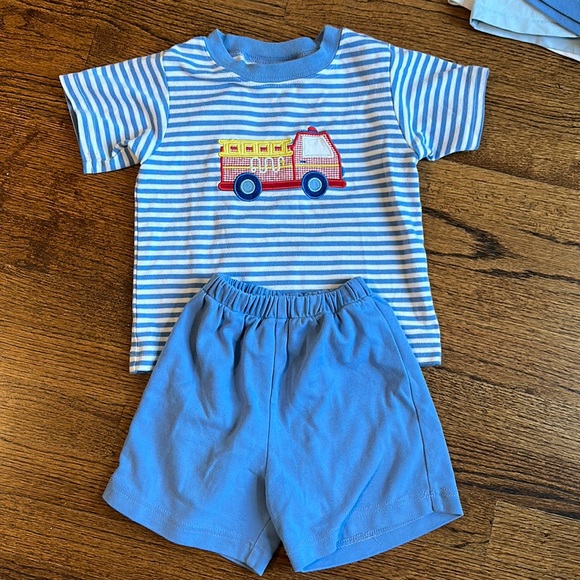 Claire & Charlie Boys Blue Check Shortall with Shirt